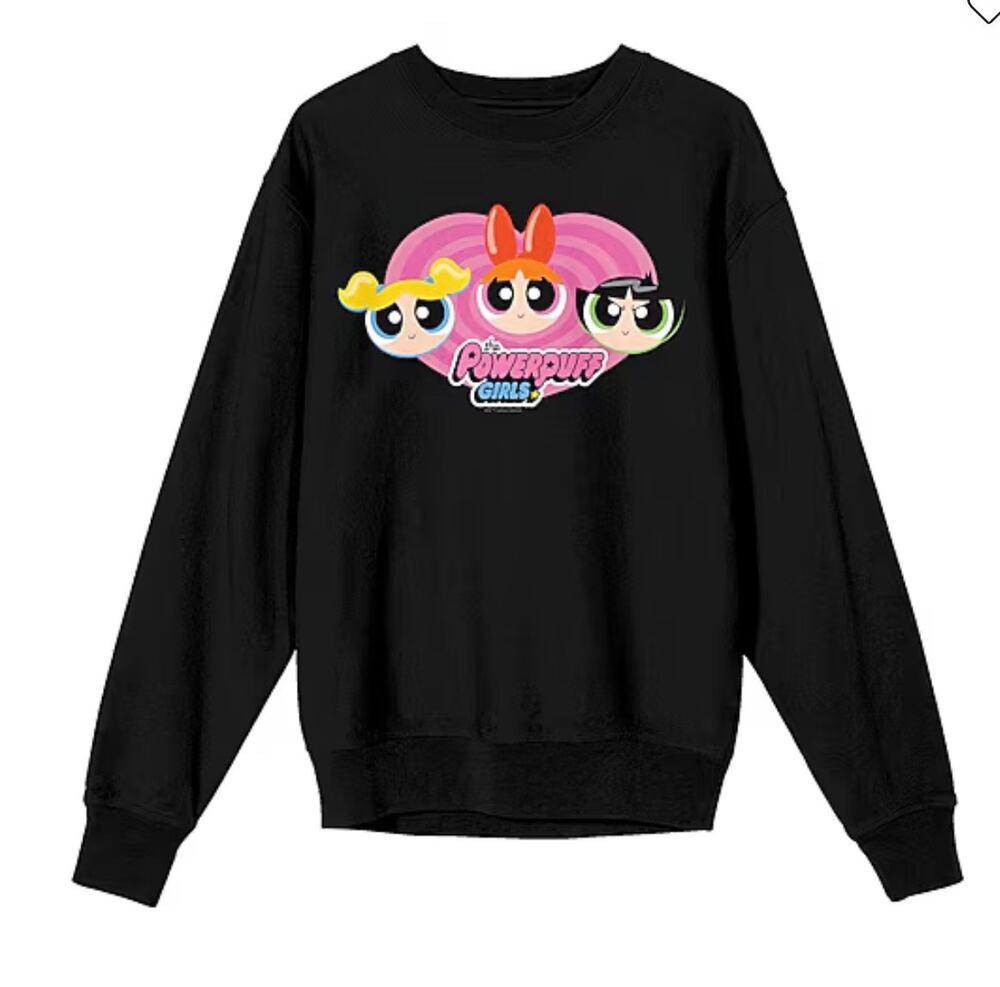 Powerpuff Girls Sweatshirt Womens Juniors Crew Neck Long Sleeve Size M